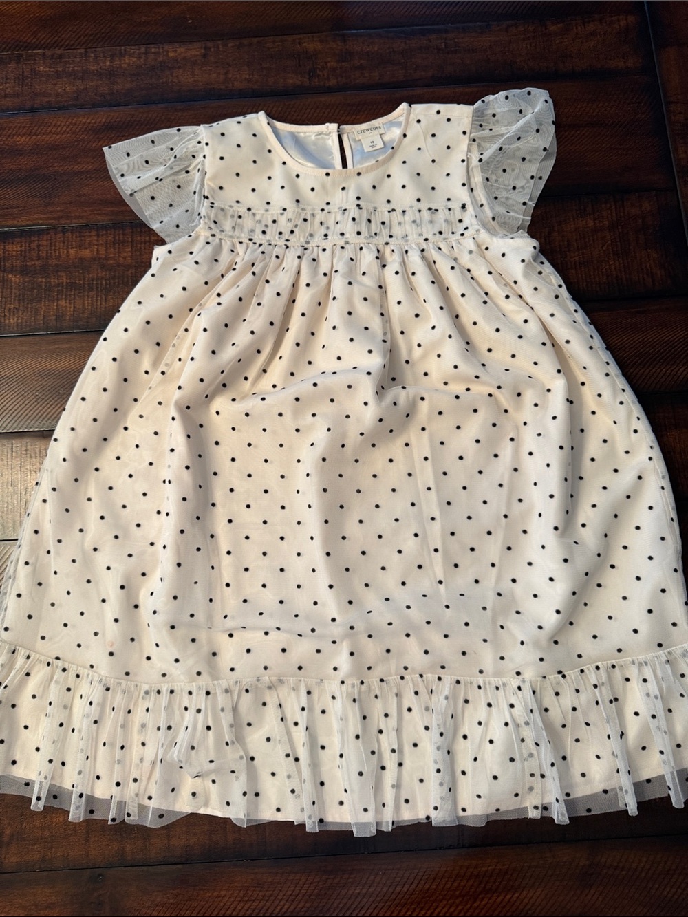 Crew cuts Cream with black polka dot dress